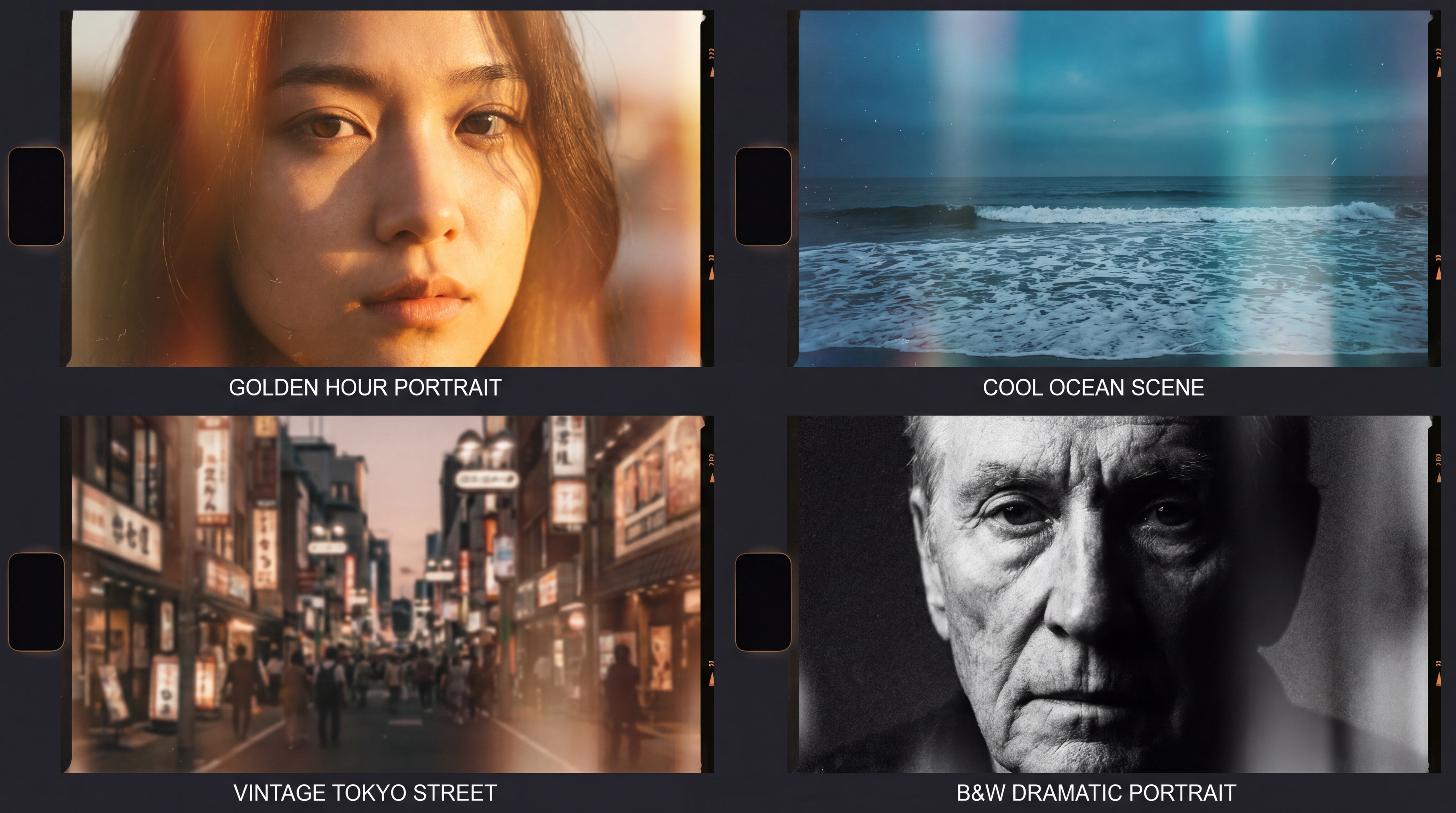 Collage of four different film mood aesthetics